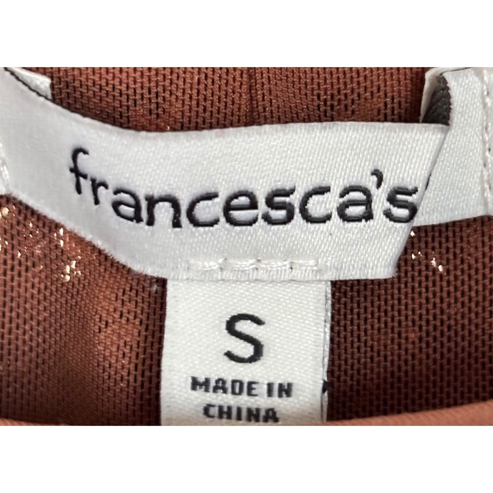 NWT Francesca's Women Sequin Bodysuit Bronze Silver Sleeveless Party Top Small - Picture 4 of 6